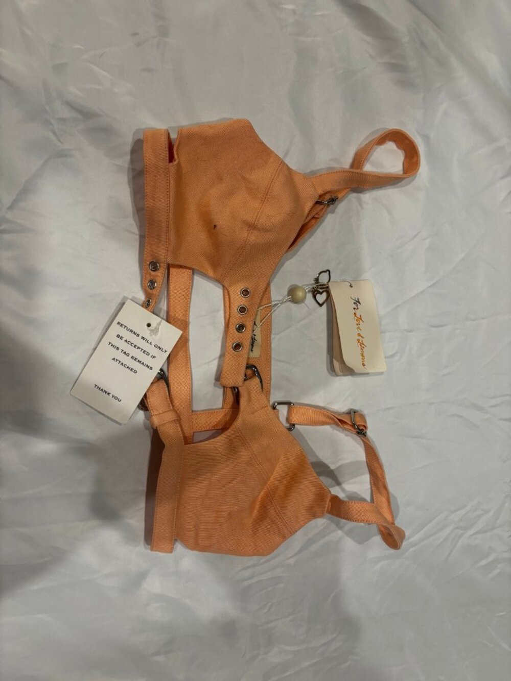 For Love & Lemons Orange Suspender Corset Crop Top Size XXS NWT